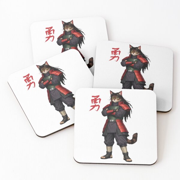 Item preview, Funny Anime Cat Red Samurai Armor Wood Style Ninja Parody designed and sold by FANTASYoDarknes.
