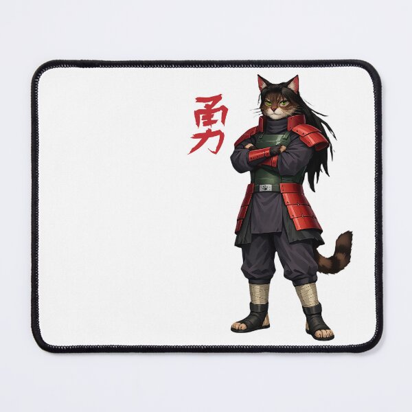 Item preview, Funny Anime Cat Red Samurai Armor Wood Style Ninja Parody designed and sold by FANTASYoDarknes.