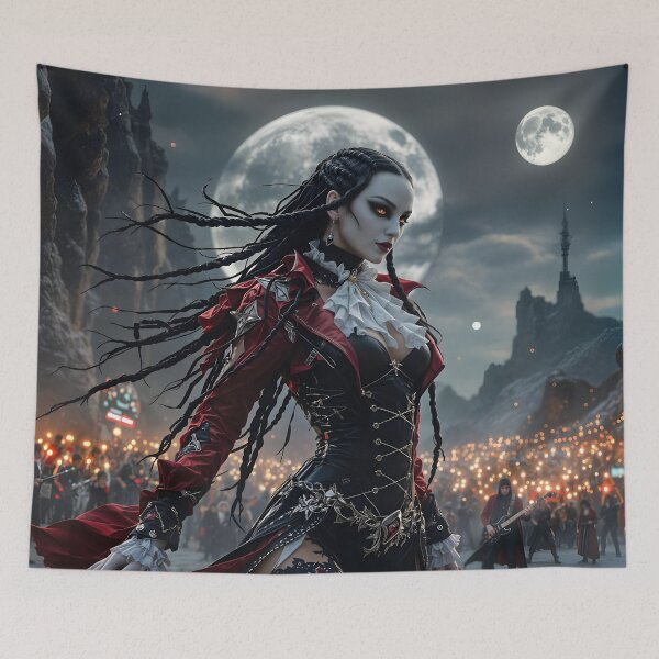 Item preview, Dark suite on ruins engulfed in flames from street torches designed and sold by KunstGeist.