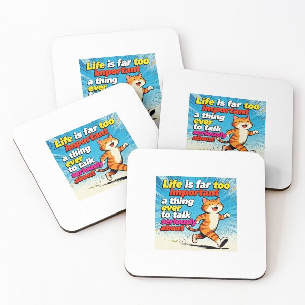 Item preview, Oscar Wilde Inspired Cat Quote Art | Literary Humor | Happy Cat Illustration - Life is Far Too Important A Thing Ever To Talk Seriously About designed and sold by Donsean22.