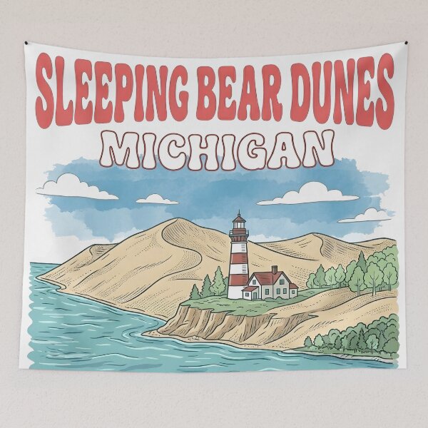 Item preview, Sleeping Bear Dunes Michigan Cute Pastel Lake Landscape designed and sold by MadeBySidney.