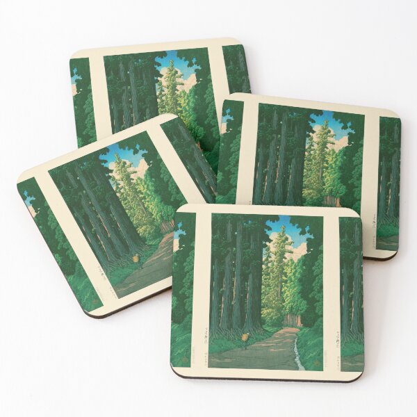 Item preview, The Road to Nikko by Kawase Hasui Vintage Japanese Woodblock Forest Path Art designed and sold by artofuniverse.