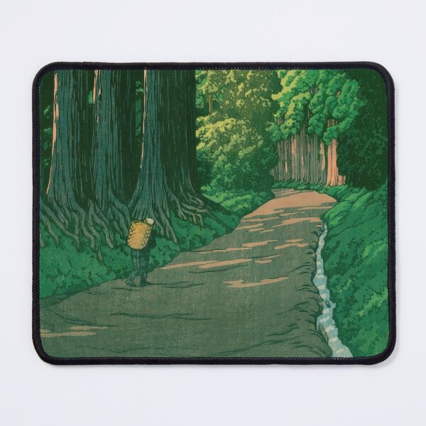 Item preview, The Road to Nikko by Kawase Hasui Vintage Japanese Woodblock Forest Path Art designed and sold by artofuniverse.