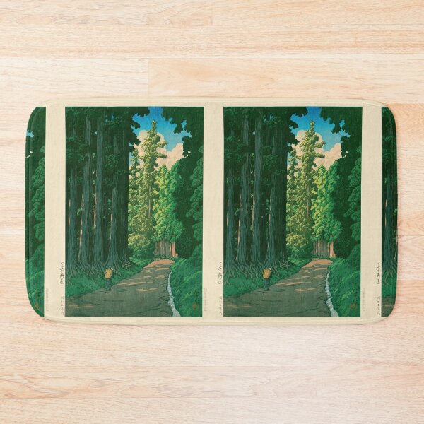 Item preview, The Road to Nikko by Kawase Hasui Vintage Japanese Woodblock Forest Path Art designed and sold by artofuniverse.