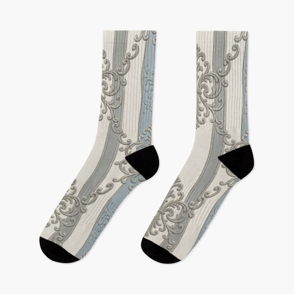 Item preview, Ice Blue, Oat White & Gray Striped Baroque designed and sold by DesignsByPrnces.