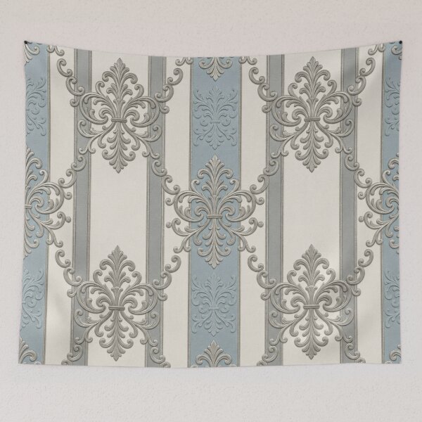 Item preview, Ice Blue, Oat White & Gray Striped Baroque designed and sold by DesignsByPrnces.