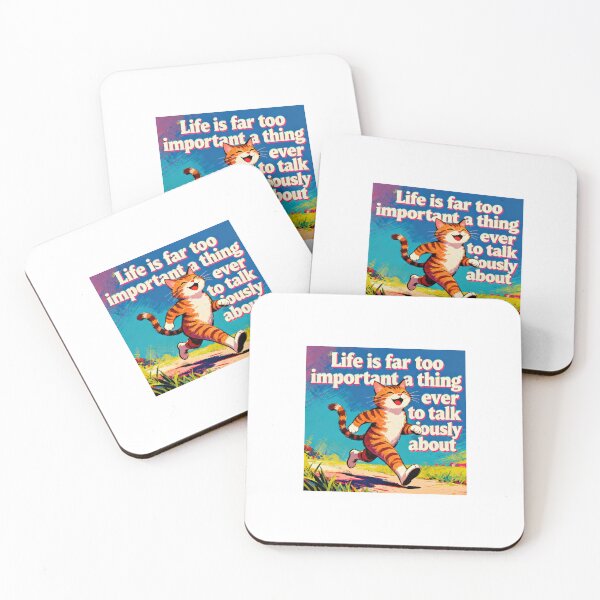 Item preview, Oscar Wilde Inspired Cat Quote Art | Literary Humor | Happy Cat Vibrant Illustration - Life is Far Too Important A Thing Ever To Talk Seriously About designed and sold by Donsean22.