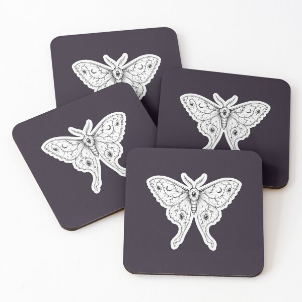 Item preview, Jewelled Moon Moth Ink Illustration designed and sold by MizerMoths.