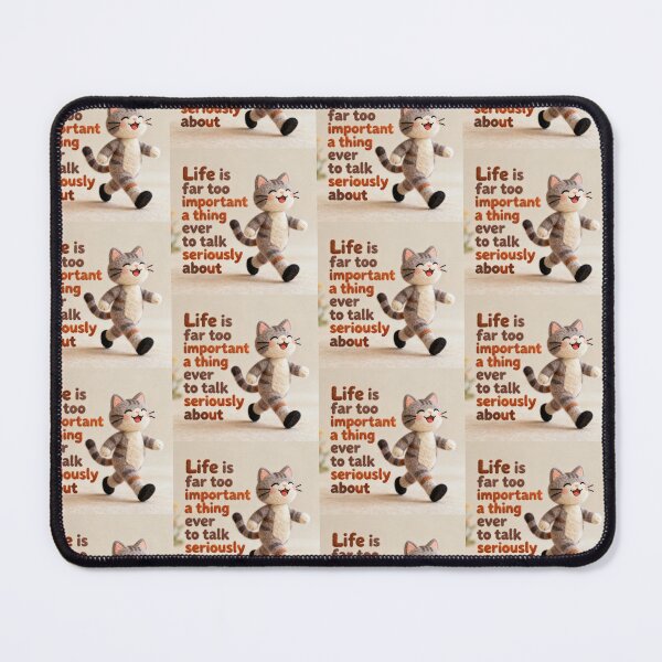 Item preview, Oscar Wilde Inspired Cat Quote Art | Literary Humor | Happy Cat Wool Illustration - Life is Far Too Important A Thing Ever To Talk Seriously About designed and sold by Donsean22.