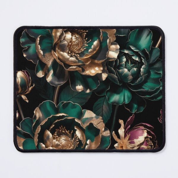 Item preview, Emerald Gold Peony Floral Pattern, Luxury Botanical Design, Dark Elegant Flower Artwork, Premium Seamless Garden Print designed and sold by GalleryPeak.