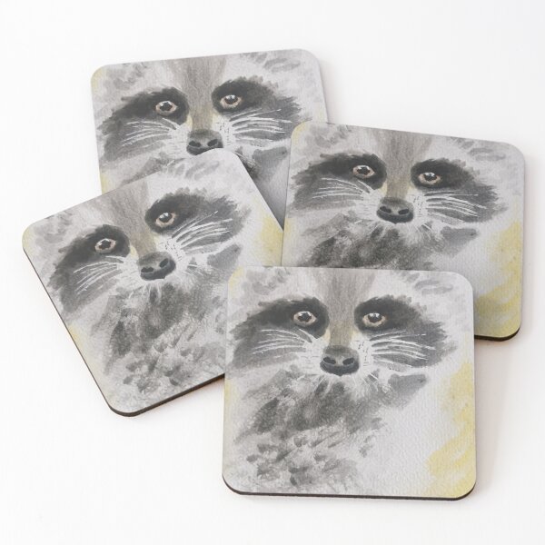 Item preview, Cute raccoon portrait watercolour painting designed and sold by MelaniaJulieArt.