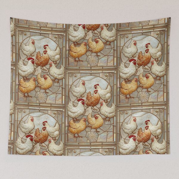 Item preview, Chickens Under Magical Stained Glass Moon designed and sold by BriSher.