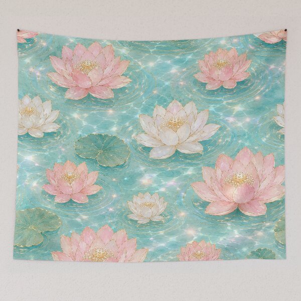 Item preview, Korean Crystal Lotus Pond Watercolor Seamless Pattern designed and sold by lita-lilith.