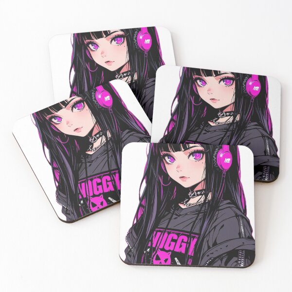 Item preview, Neon Cyber Goth Anime Girl With Pink Headphones designed and sold by AnimDream .