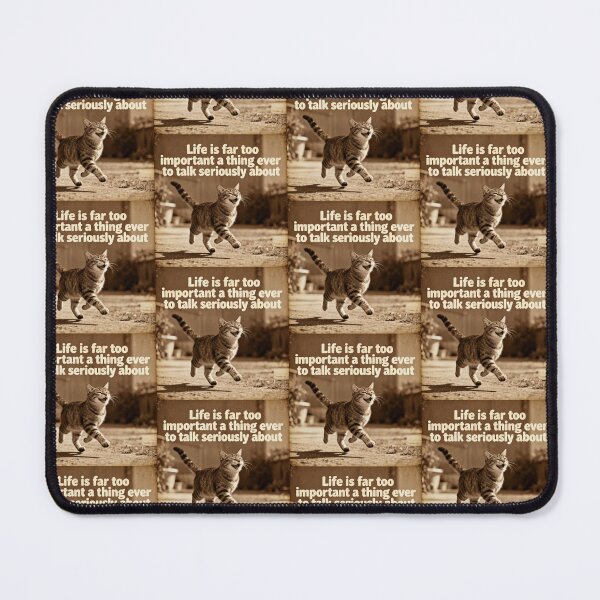 Item preview, Oscar Wilde Inspired Cat Quote Art | Literary Humor | Happy Cat Sepia Illustration - Life is Far Too Important A Thing Ever To Talk Seriously About designed and sold by Donsean22.