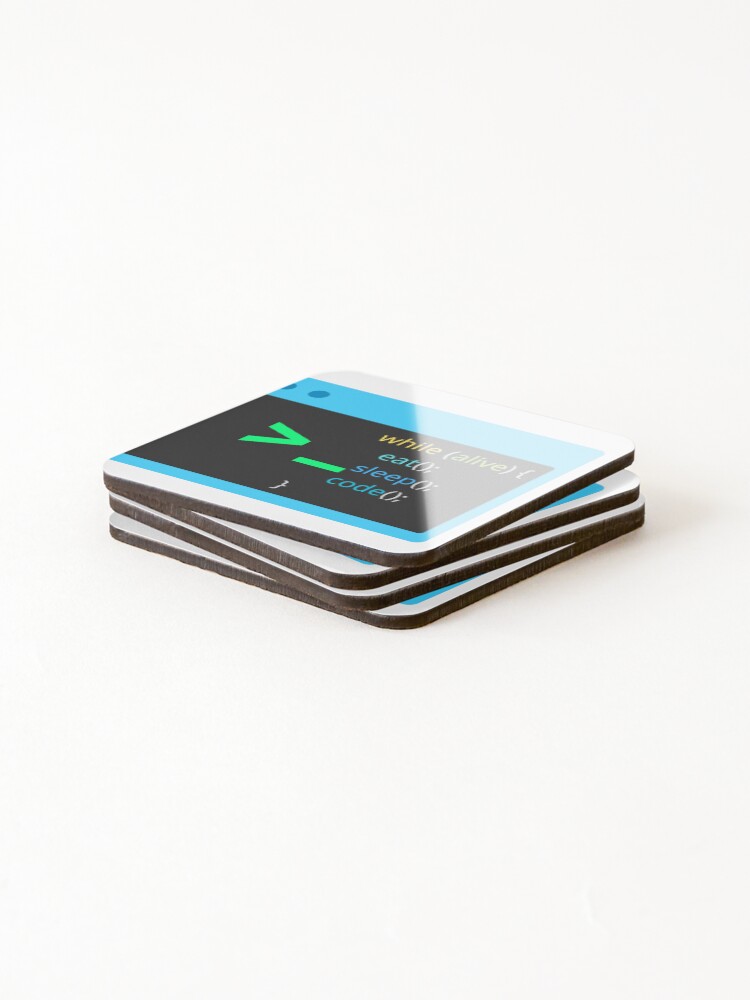 Thumbnail 4 of 5, Coasters (Set of 4), While Alive Eat Sleep Code Programmer designed and sold by caffeinepixels.