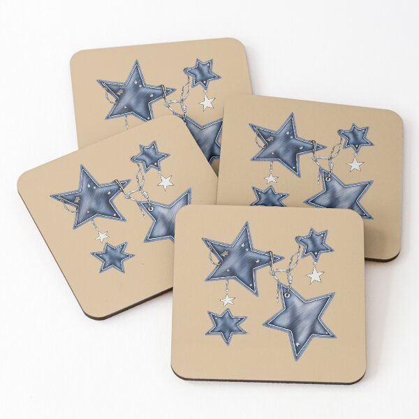 Item preview, Blue Denim Stars Textured Western Aesthetic Pattern designed and sold by tarzbol.