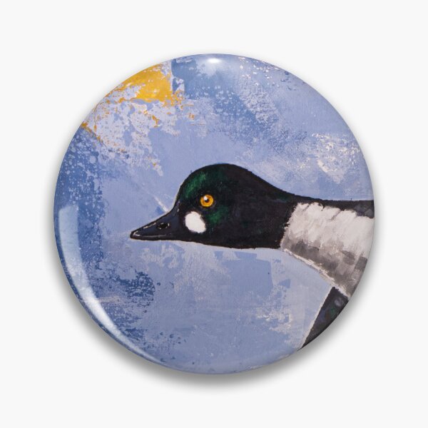 Item preview, Flying Common Goldeneye Duck Impressionist Acrylic Painting designed and sold by madtide.