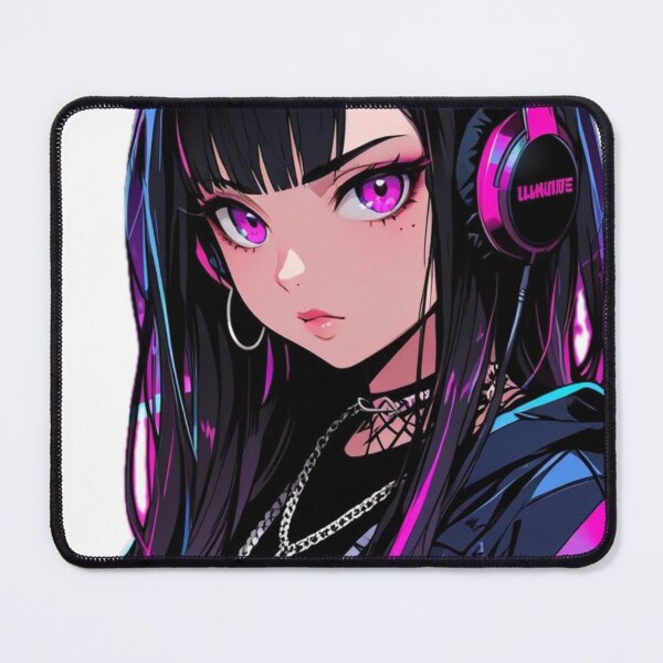 Item preview, Pink Neon Anime Headphones Girl designed and sold by AnimDream .