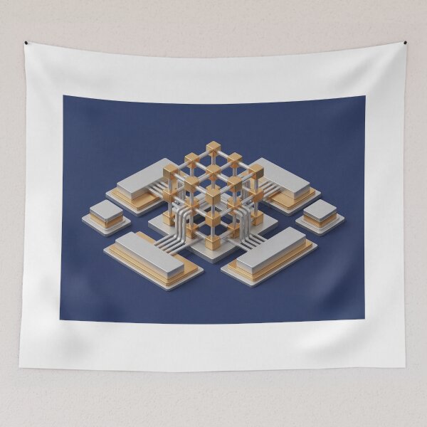 Item preview, "The Quantum Lattice" is a sophisticated 3D isometric exploration of future computing. designed and sold by PEUCETA-BA.