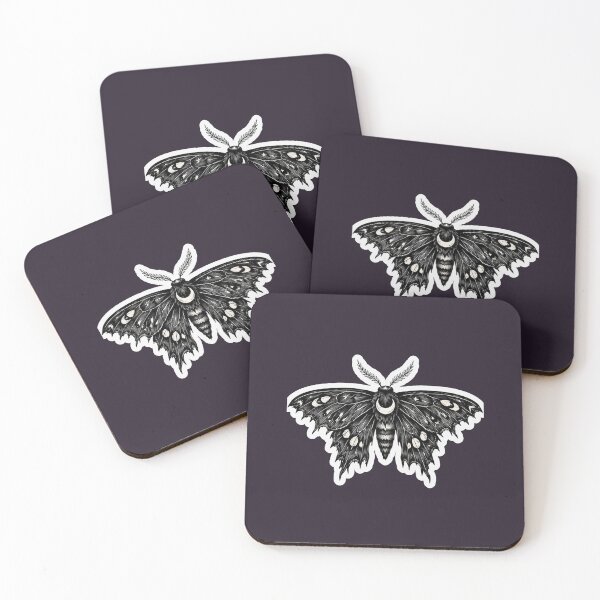 Item preview, Ragged Crescent Moth Ink Illustration designed and sold by MizerMoths.
