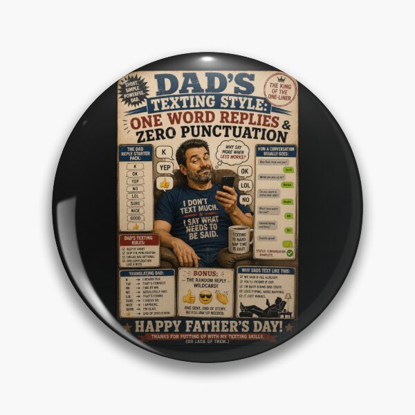 Item preview, Dad's Texting Style One Word Replies Zero Punctuation Funny designed and sold by MimisCornerCo.