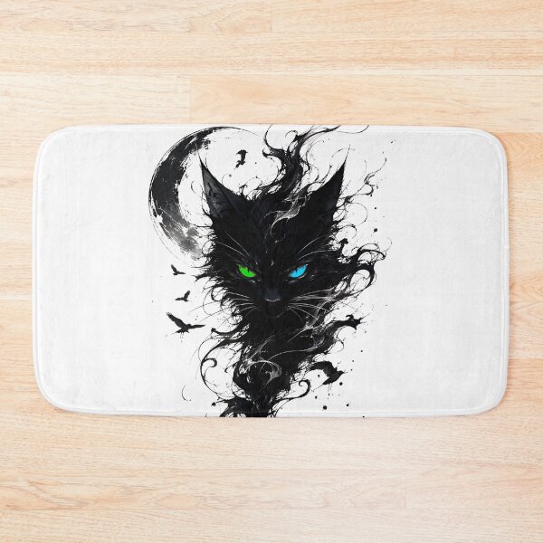 Item preview, Heterochromia Black Cat Under The Moon designed and sold by Doodle-Bloom.