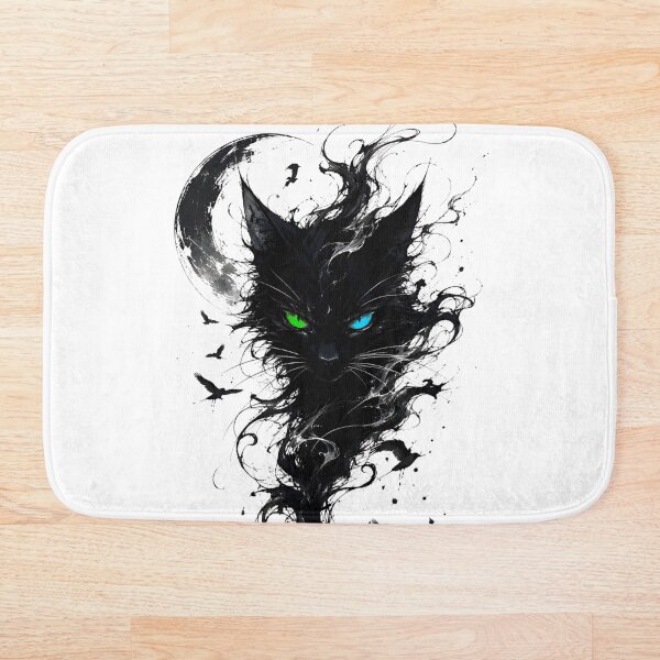 Item preview, Heterochromia Black Cat Under The Moon designed and sold by Doodle-Bloom.