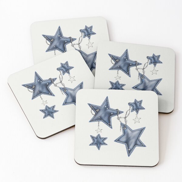 Item preview, Blue Denim Stars Textured Western Aesthetic Pattern designed and sold by tarzbol.