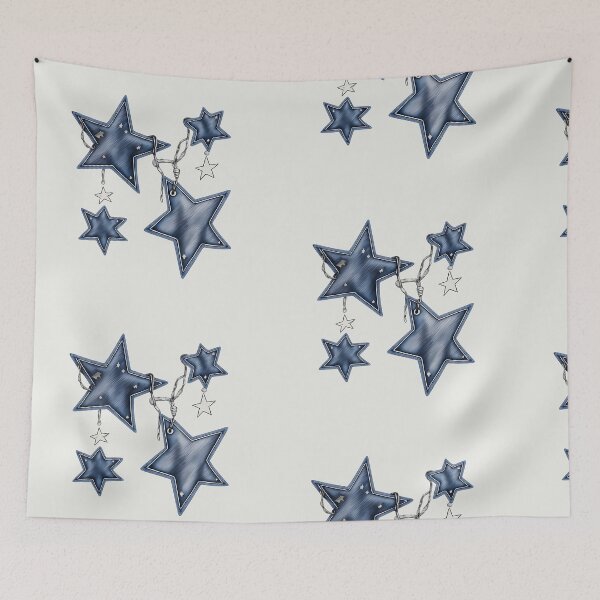 Item preview, Blue Denim Stars Textured Western Aesthetic Pattern designed and sold by tarzbol.