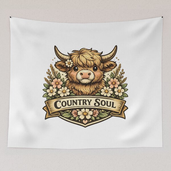 Item preview, Country Soul Vintage Cute Highland Cow designed and sold by Mr Lee.