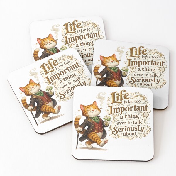 Item preview, Oscar Wilde Inspired Cat Quote Art | Dandy Gentleman Cat | Literary Humor | Victorian Cat Illustration - "Life is far too important a thing ever to talk seriously about." designed and sold by Donsean22.