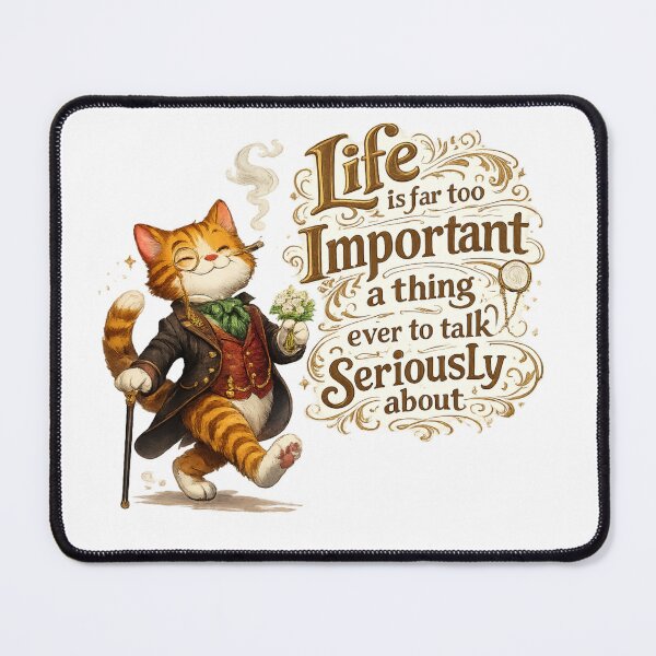 Item preview, Oscar Wilde Inspired Cat Quote Art | Dandy Gentleman Cat | Literary Humor | Victorian Cat Illustration - "Life is far too important a thing ever to talk seriously about." designed and sold by Donsean22.