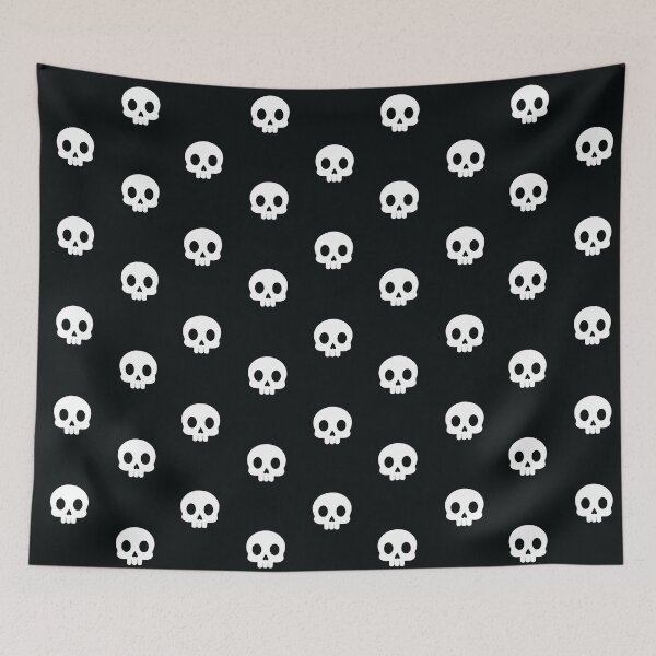 Item preview, Cartoon Skull Diamond Pattern on Black Background designed and sold by Hallowed Artistry.