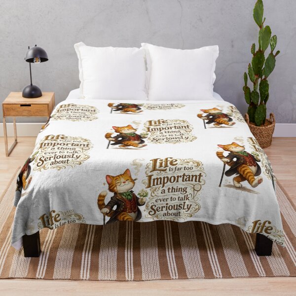 Item preview, Oscar Wilde Inspired Cat Quote Art | Dandy Gentleman Cat | Literary Humor | Victorian Cat Illustration - "Life is far too important a thing ever to talk seriously about." designed and sold by Donsean22.