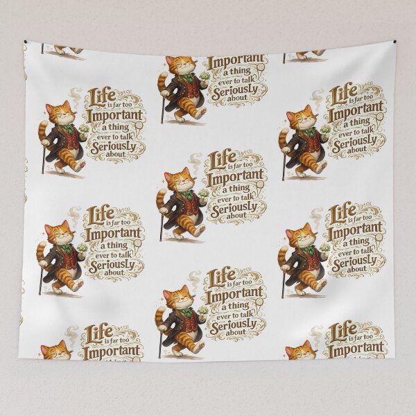 Item preview, Oscar Wilde Inspired Cat Quote Art | Dandy Gentleman Cat | Literary Humor | Victorian Cat Illustration - "Life is far too important a thing ever to talk seriously about." designed and sold by Donsean22.