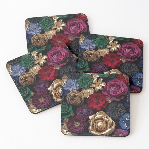 Item preview, Luxury Floral Gold Rose Pattern | Elegant Dark Botanical Design | Premium Jewel Tone Flower Artwork designed and sold by GalleryPeak.