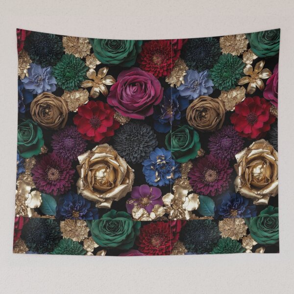 Item preview, Luxury Floral Gold Rose Pattern | Elegant Dark Botanical Design | Premium Jewel Tone Flower Artwork designed and sold by GalleryPeak.