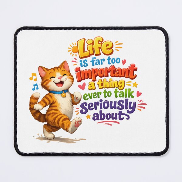Item preview, Oscar Wilde Inspired Cat Quote Art | Happy Cat | Literary Humor | Cat Illustration - "Life is far too important a thing ever to talk seriously about." designed and sold by Donsean22.