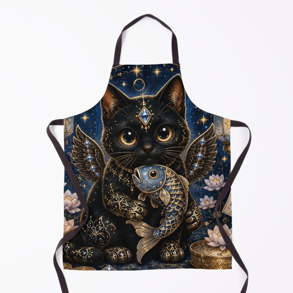 Item preview, Blue Sapphire Koi Good Fortune Guardian Black Cat Dreamscape designed and sold by Mindworx21.