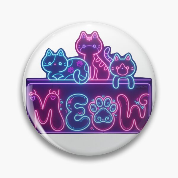 Item preview, Neon Meow Cats – Cute Cyberpunk Cat Sign with Glowing Paw Print designed and sold by Joyfulfabric.