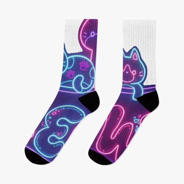 Item preview, Neon Meow Cats – Cute Cyberpunk Cat Sign with Glowing Paw Print designed and sold by Joyfulfabric.