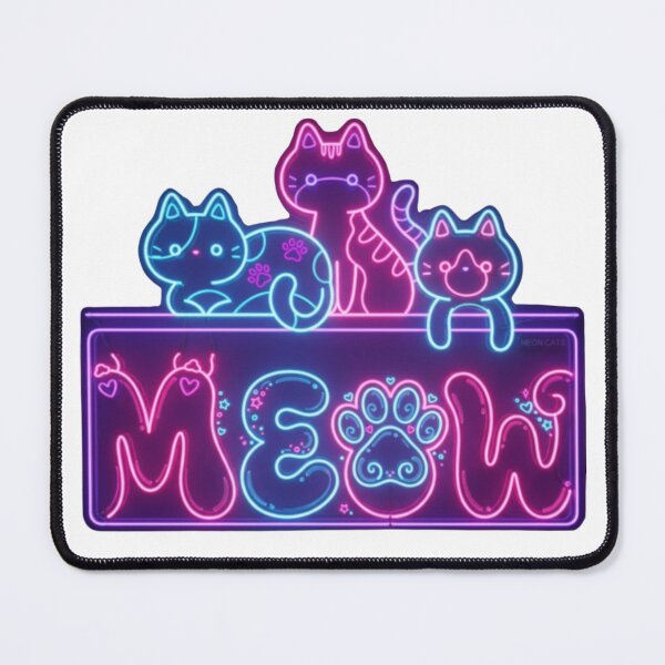 Item preview, Neon Meow Cats – Cute Cyberpunk Cat Sign with Glowing Paw Print designed and sold by Joyfulfabric.