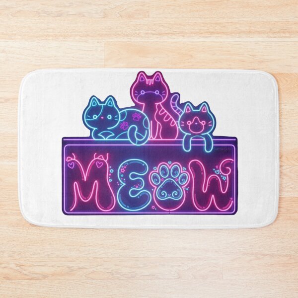 Item preview, Neon Meow Cats – Cute Cyberpunk Cat Sign with Glowing Paw Print designed and sold by Joyfulfabric.