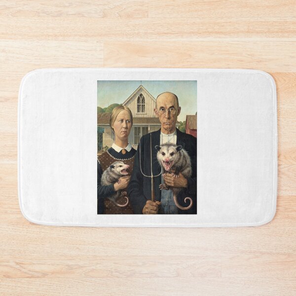 Item preview, American Gothic Spoof Holding Cute Opossums designed and sold by TeeARTHY.
