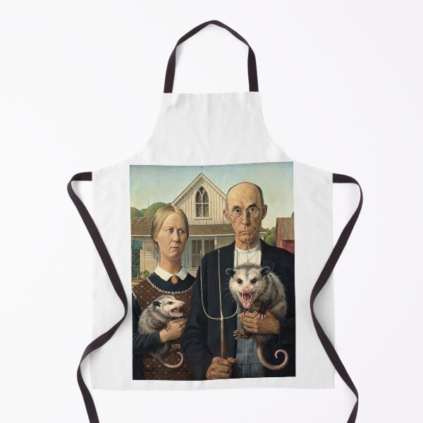 Item preview, American Gothic Spoof Holding Cute Opossums designed and sold by TeeARTHY.