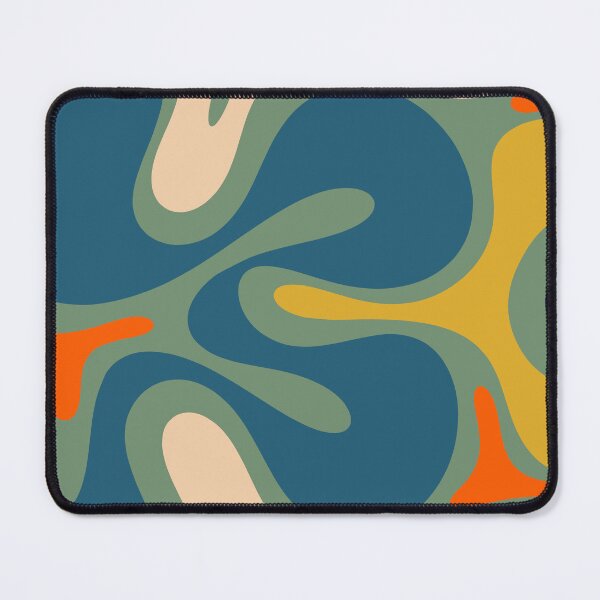 Item preview, Modern Retro Abstract Smooth Contours Pattern in Muted Blue Green Mustard Orange designed and sold by kierkegaard.