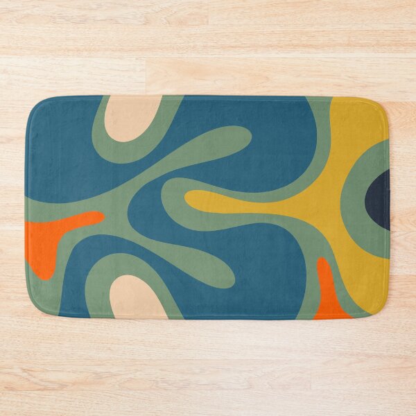 Item preview, Modern Retro Abstract Smooth Contours Pattern in Muted Blue Green Mustard Orange designed and sold by kierkegaard.