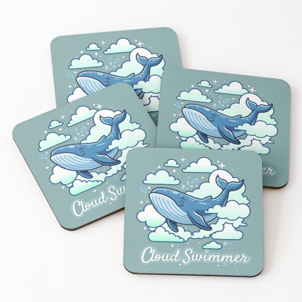 Item preview, Cloud Swimmer - Whimsical Flying Blue Whale designed and sold by Surya Design Studio.