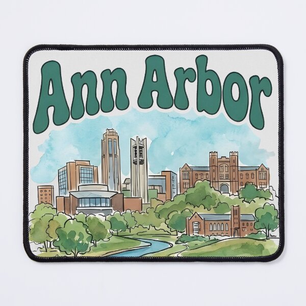 Item preview, Ann Arbor Michigan Cute Watercolor Skyline  designed and sold by MadeBySidney.